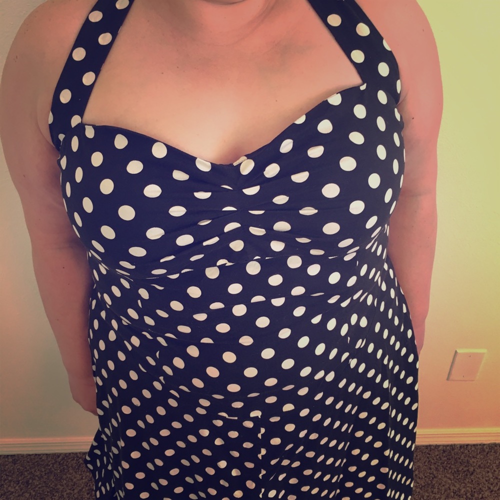 Knee length polka dot dress